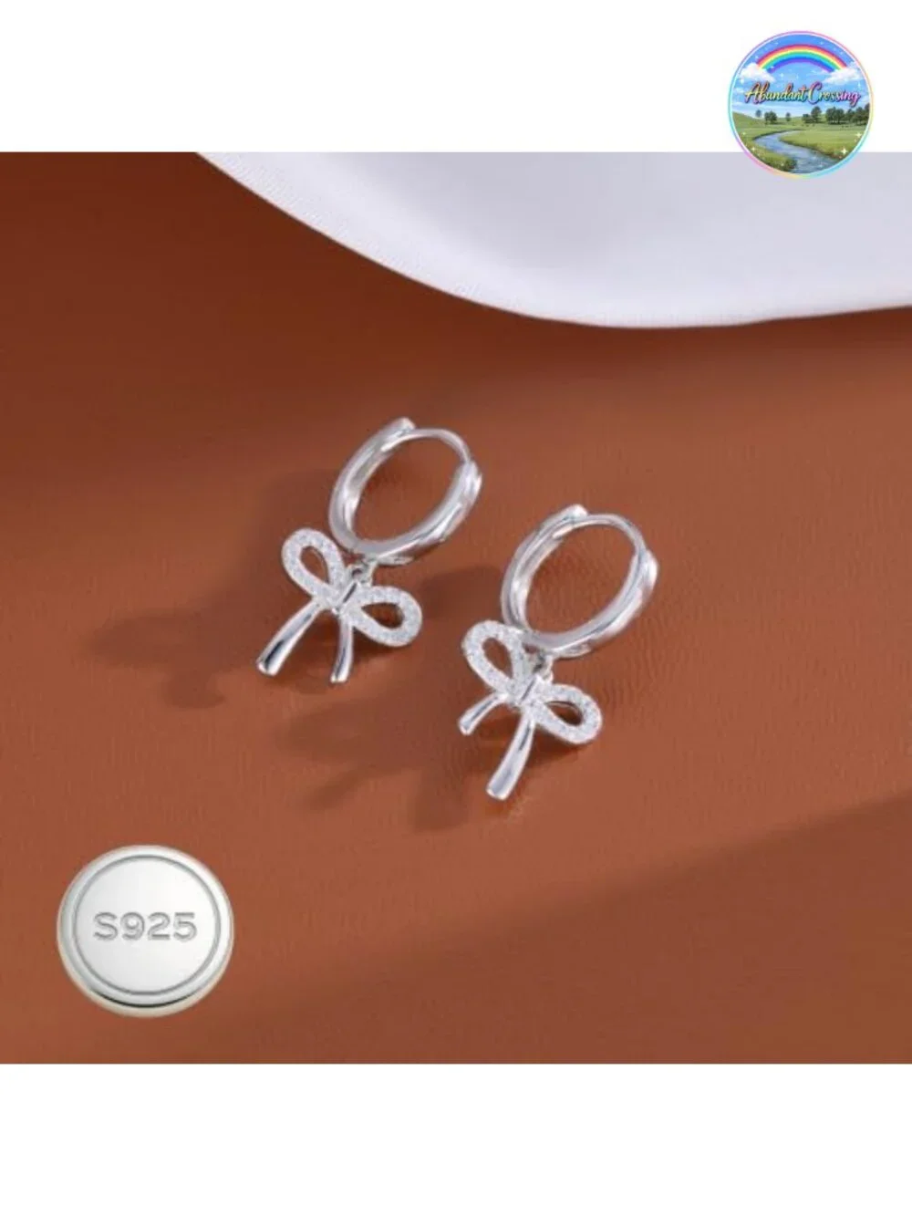 925 Sterling Silver Bow Drop Hoop Earrings for Women